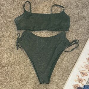 Aerie Sparkley Green Bikini Set